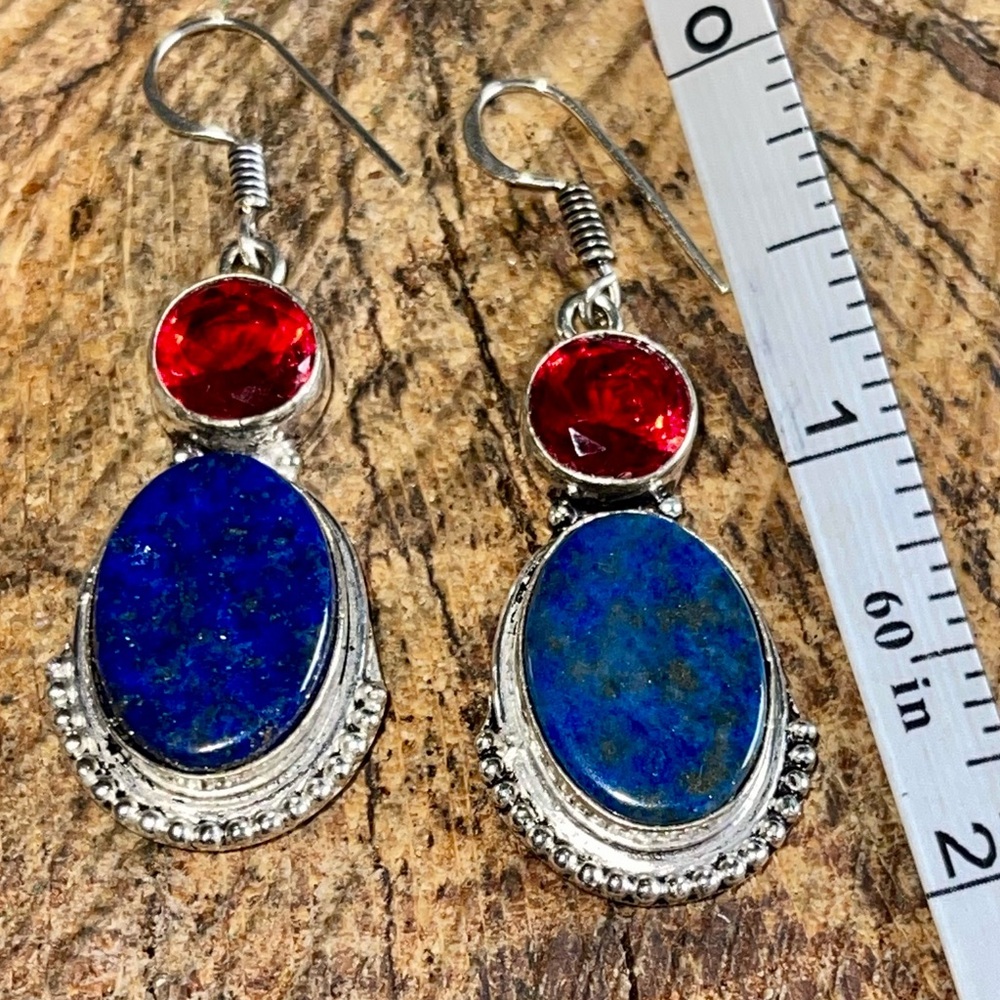 Lapis Lazuli Earrings 2” - Picture 5 of 7